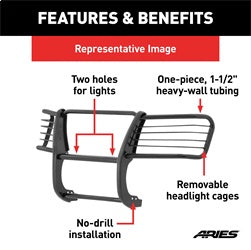 ARIES 1044 - Black Steel Grille Guard, Select Jeep Grand Cherokee