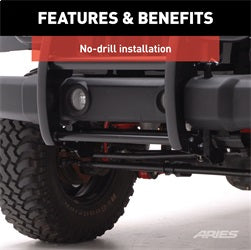 ARIES 1050 - 1-1/2-Inch Black Steel Grille Guard, No-Drill, Select Jeep Wrangler