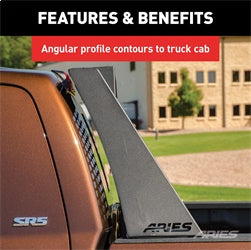 ARIES 1110111 - Switchback Black Aluminum Headache Rack, Select Dodge, Ram 1500, 2500, 3500