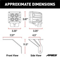 ARIES 1501305 - Jeep Wrangler JL, Gladiator Windshield Lights and Brackets