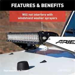 ARIES 15912 - Jeep Wrangler JK Hood Light Brackets, LEDs Sold Separately