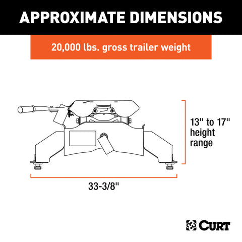 CURT 16034 A20 5th Wheel Hitch, Select Ford F-250, F-350, F-450, 8' Bed Puck System