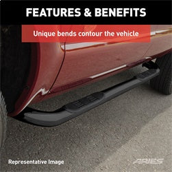 ARIES 201008 - 3 Round Black Steel Side Bars, Select Jeep Grand Cherokee