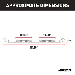 ARIES 202004 - 3 Round Black Steel Side Bars, Select Toyota Tacoma