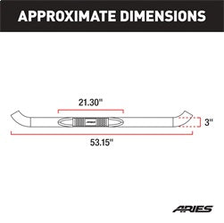 ARIES 204048 - 3 Round Black Steel Side Bars, Select Silverado, Sierra 1500, 2500, 3500