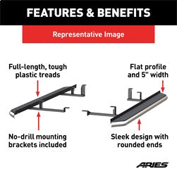 ARIES 2051018 - AeroTread 5 x 67 Polished Stainless Running Boards, Select Toyota RAV4