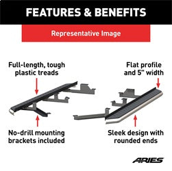 ARIES 2051041 - AeroTread 5 x 73 Polished Stainless Running Boards, Select Chevrolet Blazer