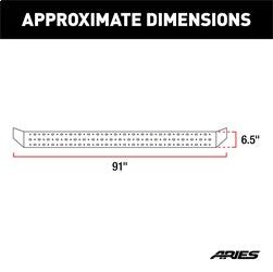 ARIES 2055519 - RidgeStep 6-1/2 x 91 Black Steel Running Boards, Select Ford F-Series Crew