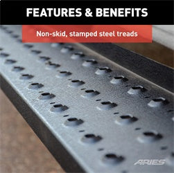 ARIES 2055519 - RidgeStep 6-1/2 x 91 Black Steel Running Boards, Select Ford F-Series Crew