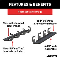 ARIES 2055532 - RidgeStep 6-1/2 x 75 Black Steel Running Boards, Select Colorado, Canyon