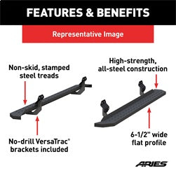 ARIES 2055533 - RidgeStep 6-1/2 x 85 Black Steel Running Boards, Select Colorado, Canyon