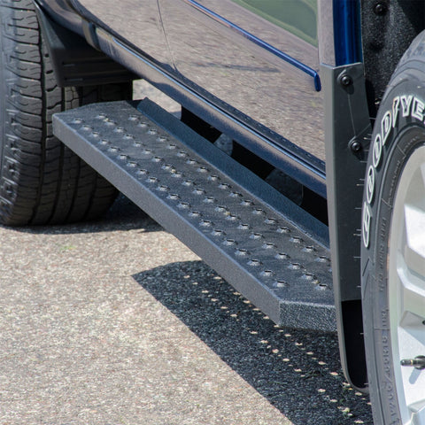 ARIES 2055541 - RidgeStep 6-1/2 x 91 Black Steel Running Boards, Select Silverado, Sierra Crew