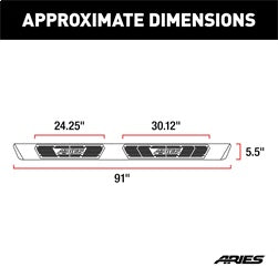 ARIES 2057991 - AscentStep 5-1/2 x 91 Black Steel Running Boards (No Brackets)