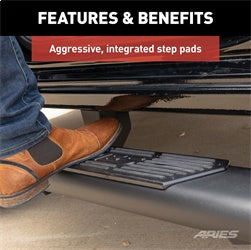 ARIES 2057991 - AscentStep 5-1/2 x 91 Black Steel Running Boards (No Brackets)