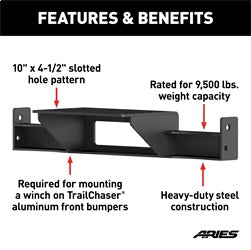 ARIES 2072101 - TrailChaser Jeep Wrangler JK Bumper Winch Reinforcement Bracket