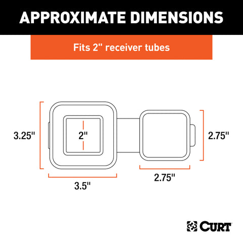 CURT 21728 2 Rubber Hitch Tube Cover with 4-Way Flat Holder (Packaged)
