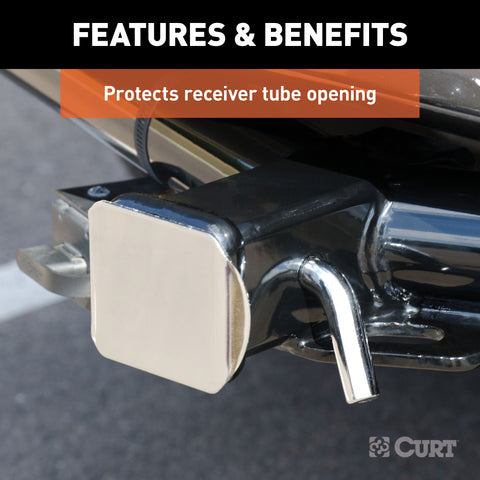 CURT 22111 - Chrome Steel Trailer Hitch Cover Fits 2-Inch Receiver
