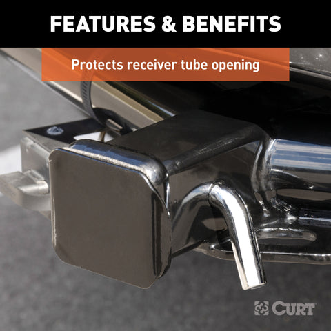 CURT 22751 Black Steel Trailer Hitch Cover, Fits 2-Inch Receiver
