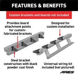 ARIES 3025177 - Universal ActionTrac Mounting Brackets (8-Pack, Fabricated Required)