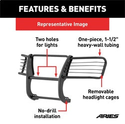 ARIES 3046F - Black Steel Grille Guard, Select Ford F-150, Expedition