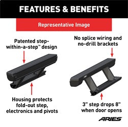 ARIES 3047902 - ActionTrac 83.6 Powered Running Boards, Select Silverado, Sierra, Crew Cab