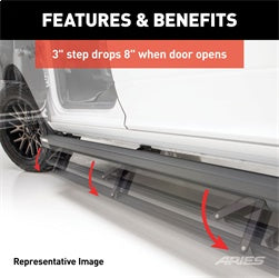 ARIES 3047975 - ActionTrac 83.6 Powered Running Boards, Select Jeep Gladiator