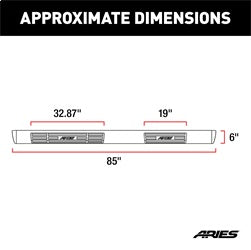 ARIES 4444015 - 6 x 85 Polished Stainless Oval Side Bars, Select Dodge Ram 2500, 3500