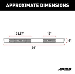 ARIES 4445020 - 6 x 91-Inch Oval Black Aluminum Nerf Bars, Select Ford F-150