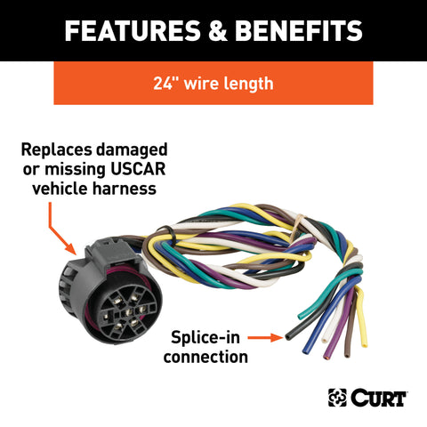 CURT 56229 - Replacement USCAR Socket with 24in. Wires (Vehicle Side)