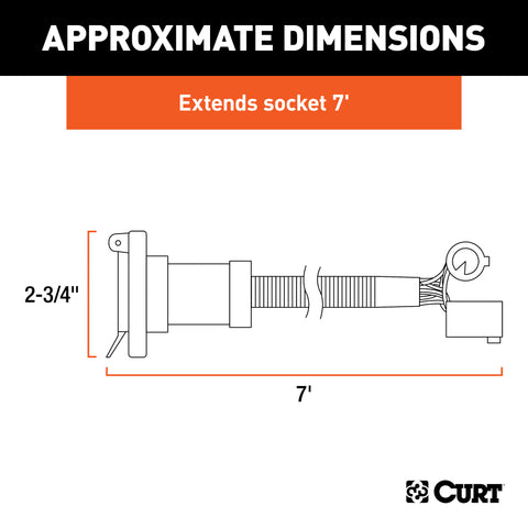 CURT 57008 - 7ft. Custom Wiring Extension Harness (Adds 7-Way RV Blade to Truck Bed Packaged