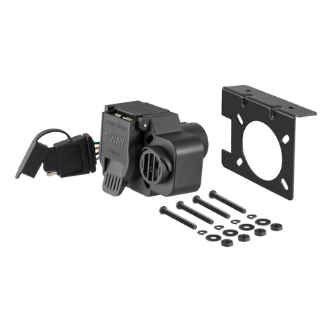 CURT 57101 - Dual-Output 7/4-Way Connector with Backup Alarm (Plugs into USCAR)