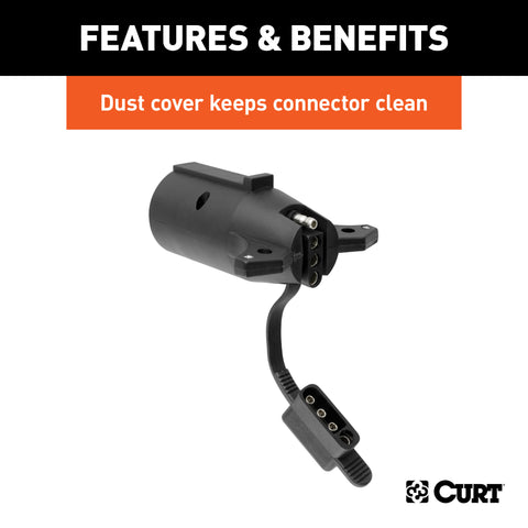 CURT 57245 - Electrical Adapter with Tester (7-Way RV Blade Vehicle to 4-Way Flat Trailer)