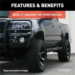 ARIES AL232012 - Big Step 4 Black Aluminum Round Side Bars, Select Toyota Tundra