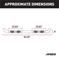 ARIES AL239042 - Big Step 4 Black Aluminum Round Side Bars, Select Nissan Titan, XD