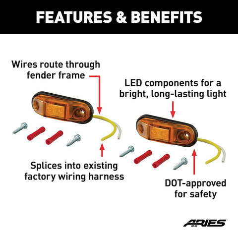 ARIES 1500240 - Jeep Fender Flare LED Side Marker Lights, DOT-Approved