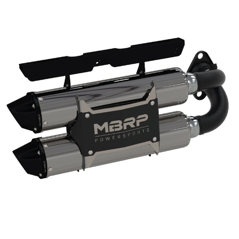 MBRP Exhaust AT-9522PT - Performance Series 4 Polaris Stacked Dual Slip-on Muffler.