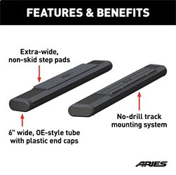 ARIES B2853 - 6 x 53 Black Aluminum Oval Side Bars (No Brackets)