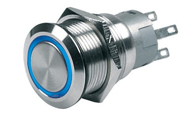 PUSH BUT SW ON/OF 12V BLUE LED