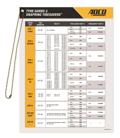 Adco D0048 Point Of Purchase Display Tyre Gard/Tire Cover Hanging Fit Chart
