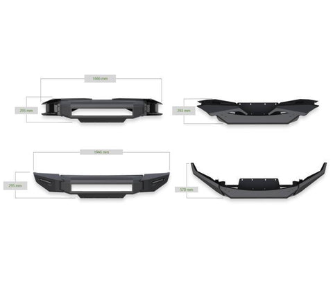 Black Horse Offroad AFB-SI23-BU Bumper Armour II Direct Fit 3 Piece Modular Bolt