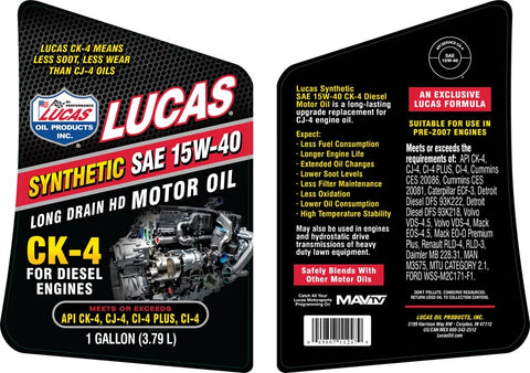 LUCAS OIL 11247 SYNTHETIC SAE 15W-40 CK-4 TRUCK OIL