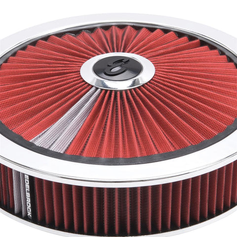 EDELBROCK 43660 A/C 14' ROUND CHROME /RED