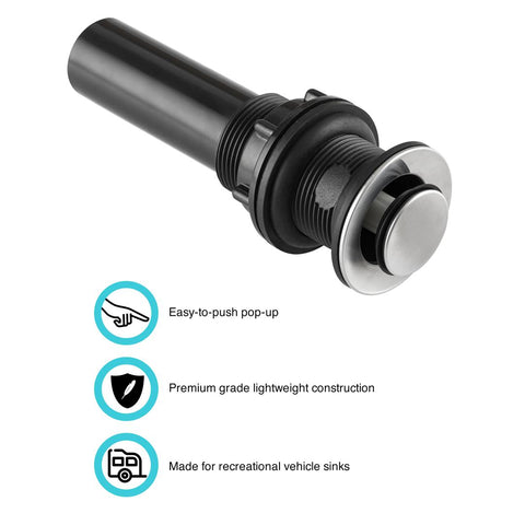 DURA FAUCET DF-PU202-SN RV LAV SINK POP-UP NO OVERFLOW