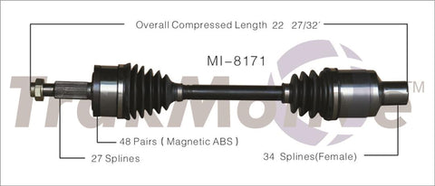 TRAKMOTIVE MI-8171 NEW CV AXLE