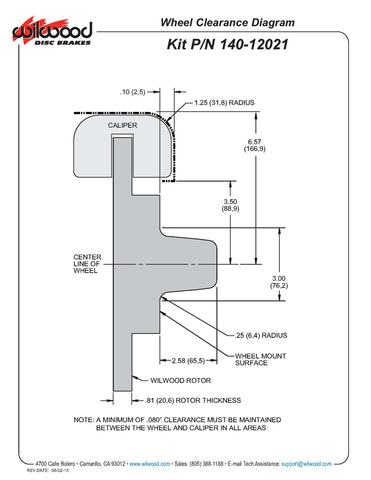WILWOOD 140-12021 FDL FRONT KIT11.00'