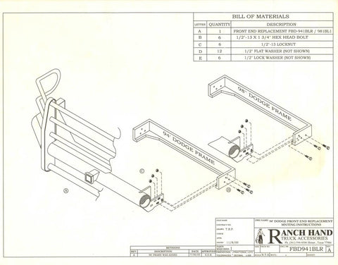Ranch Hand FBD941BLR Bumper Legend One Piece Design Direct-Fit Mounting Hardware