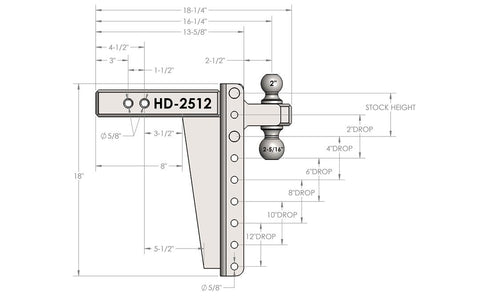 2.5' HEAVY DUTY 12' DROP/RISE