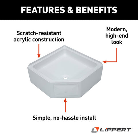 LIPPERT COMP 325246 27X27 CORNER SHOWER PAN CD WHT