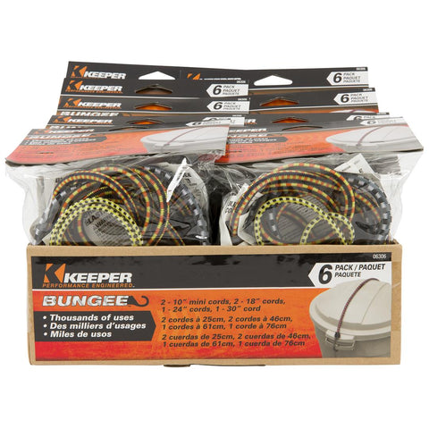 BUNGEE CORD MULTI PK 6PCS