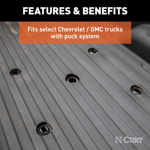 CURT 16027 Puck System 5th Wheel Adapter with Rails, Select Chevy, Ford, GMC, 25K